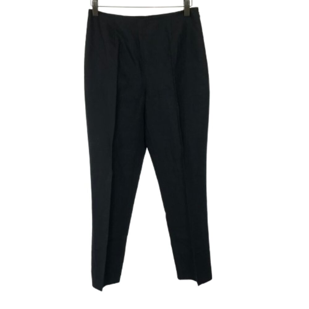 NWT Ellen Tracy Womens Size 2 2x28 Black Pure Linen Tapered Leg Dress Pants NEW